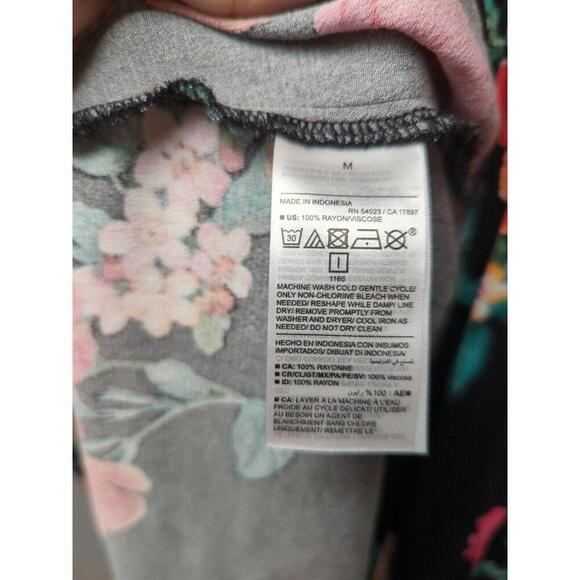 Old Navy Black Floral Babydoll/ Empire Dress M Asymmetrical Maxi Fairy Goth Ruch - Picture 9 of 9